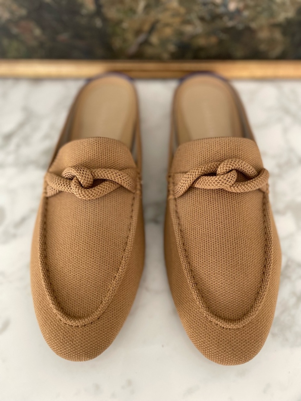 Rothy's The Loafer Mule Birdseye Wren Beige Size 11 In Love Insole - Picture 2 of 12